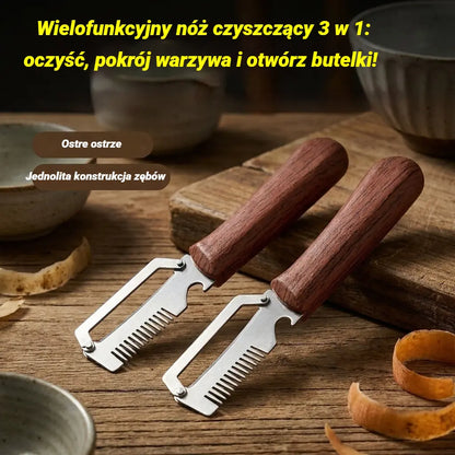 ✅ Kup 1, a dostaniesz 2 (łącznie 2 sztuki) 🧅🔪 Wielofunkcyjny nóż do obierania 3 w 1: czyści, kroi warzywa i otwiera butelki! 🔥