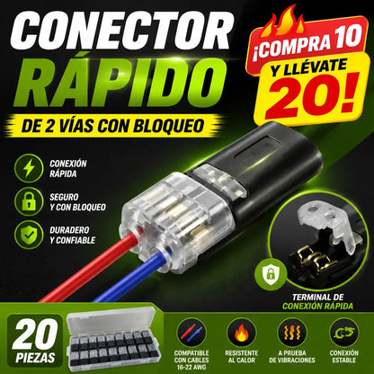 【20 piezas】Conector enchufable de doble cable con presilla de bloqueo