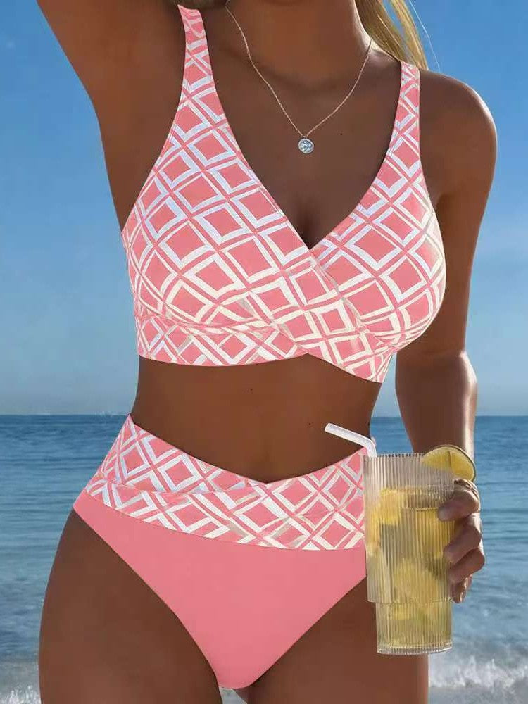 👙【S-3XL】Modny i seksowny damski dwuczęściowy kostium kąpielowy z nadrukiem na wakacje na plaży