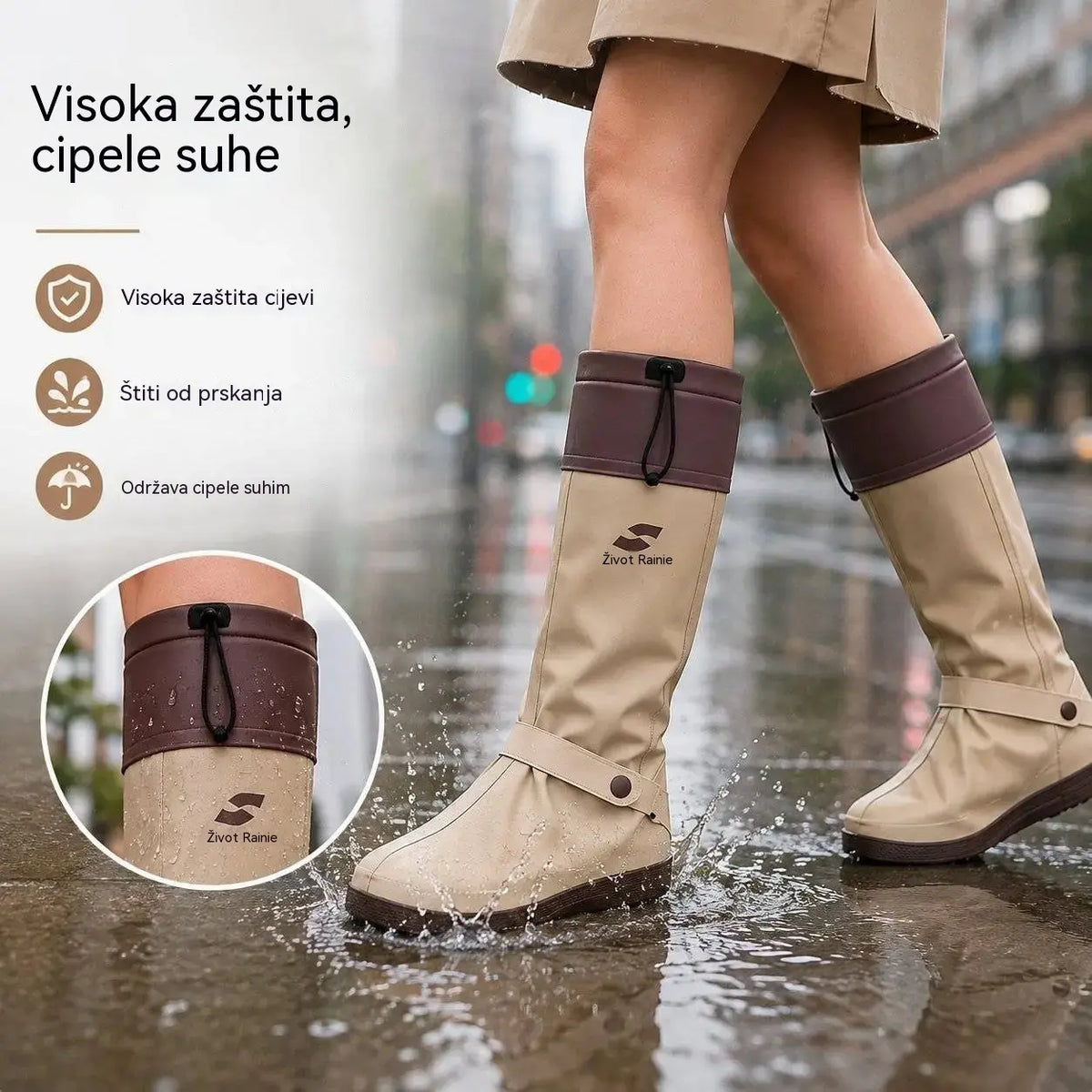 🔥🎁 Sklopive vodootporne navlake za visoke cipele: S dvostrukim protukliznim dizajnom, ovi štitnici za stopala posebno su dizajnirani za svakodnevne vožnje na otvorenom i izlete u kišne dane.