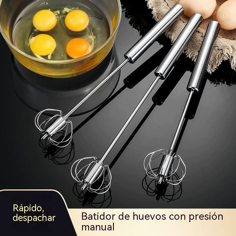 25€【 Conjunto de 2 piezas】Batidor de huevos semiautomático de acero inoxidable
