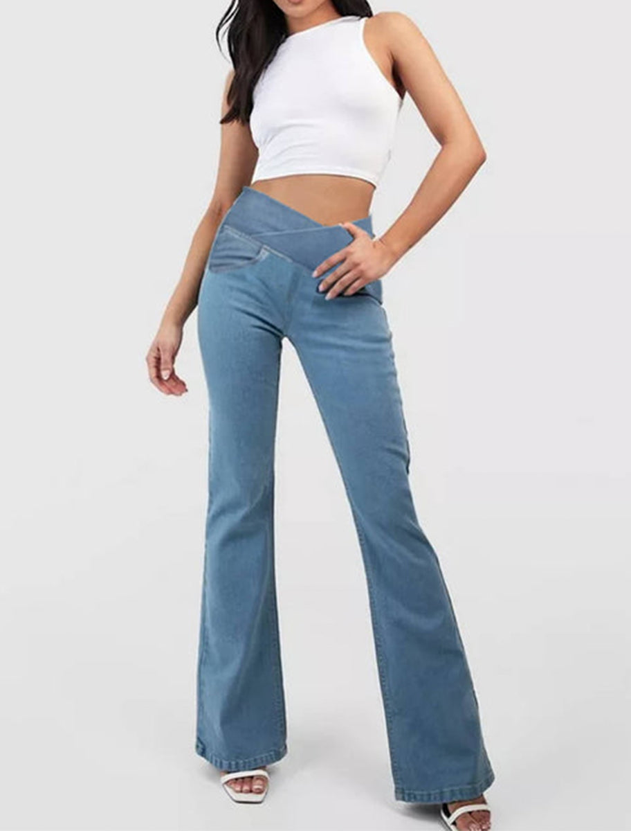 ✅👖【XS-4XL】Úzke rozšírené džínsy s vysokým pásom, tvarujúce zadok
