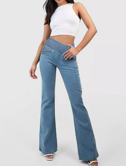 ✅👖【XS-4XL】Úzke rozšírené džínsy s vysokým pásom, tvarujúce zadok