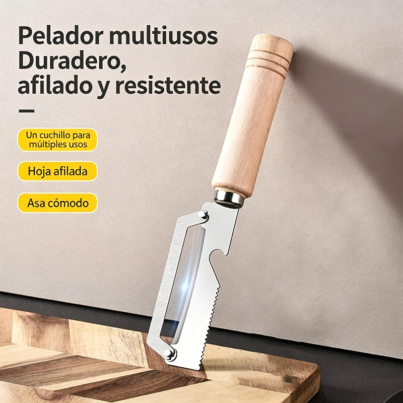 -50%OFF✅(Juego de 2 piezas) 🧅🔪 Pelador de cocina de alta calidad: ¡pela, corta verduras y abre botellas! 🔥