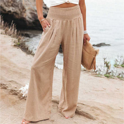 🥰👖【Reducere de 50%】2025 noua moda vara pentru femei pantaloni casual din bumbac pantaloni largi pantaloni drepti pantaloni casual