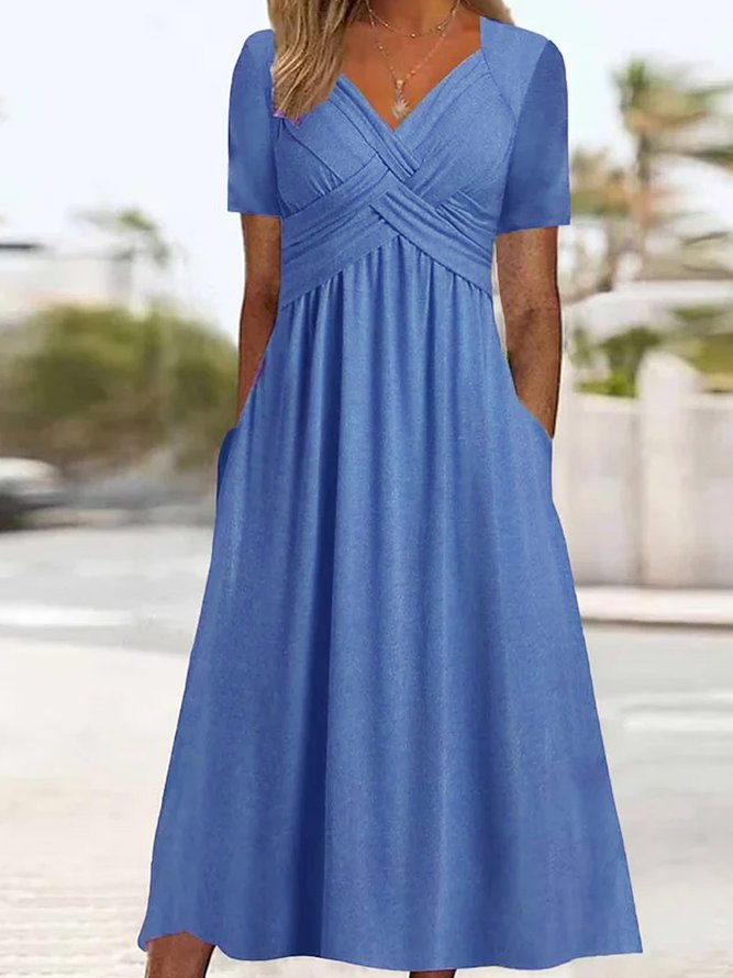 💟【Zľava 50%】【Kúp 1 a 1 zadarmo】【Veľkosti S-3XL】Jednofarebné ležérne midi šaty