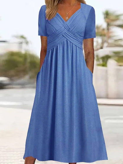 💟【Zľava 50%】【Kúp 1 a 1 zadarmo】【Veľkosti S-3XL】Jednofarebné ležérne midi šaty
