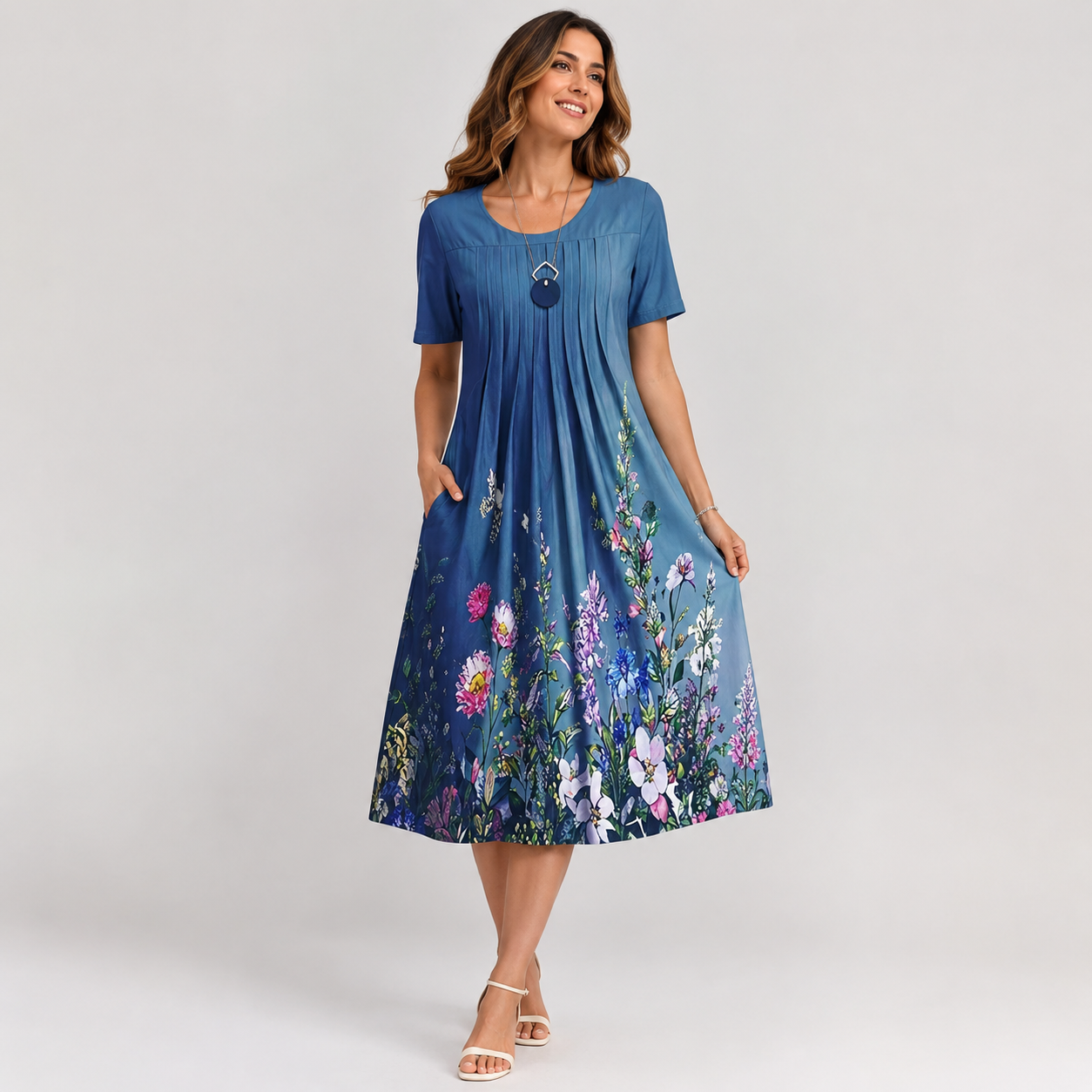 😍【Zniżka ograniczona czasowo】【S-3XL】🦋2026 Wiosna i Lato Nowa Moda Damska Sukienka Z Okrągłym Dekoltem Nadrukowana