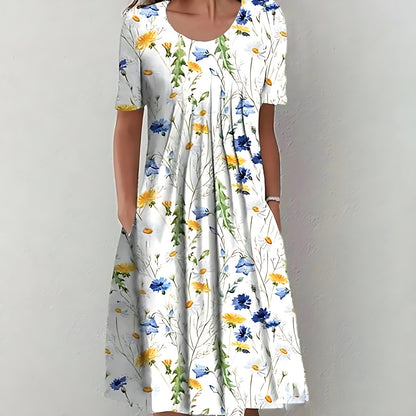 😍【Zniżka ograniczona czasowo】【S-3XL】🦋2026 Wiosna i Lato Nowa Moda Damska Sukienka Z Okrągłym Dekoltem Nadrukowana