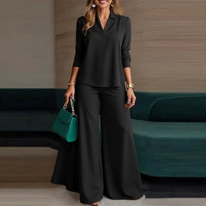 🔥【Rabat 50%】💖 【S–5XL】Modny damski zestaw dwuczęściowy ✅ Top + spodnie z szerokimi nogawkami