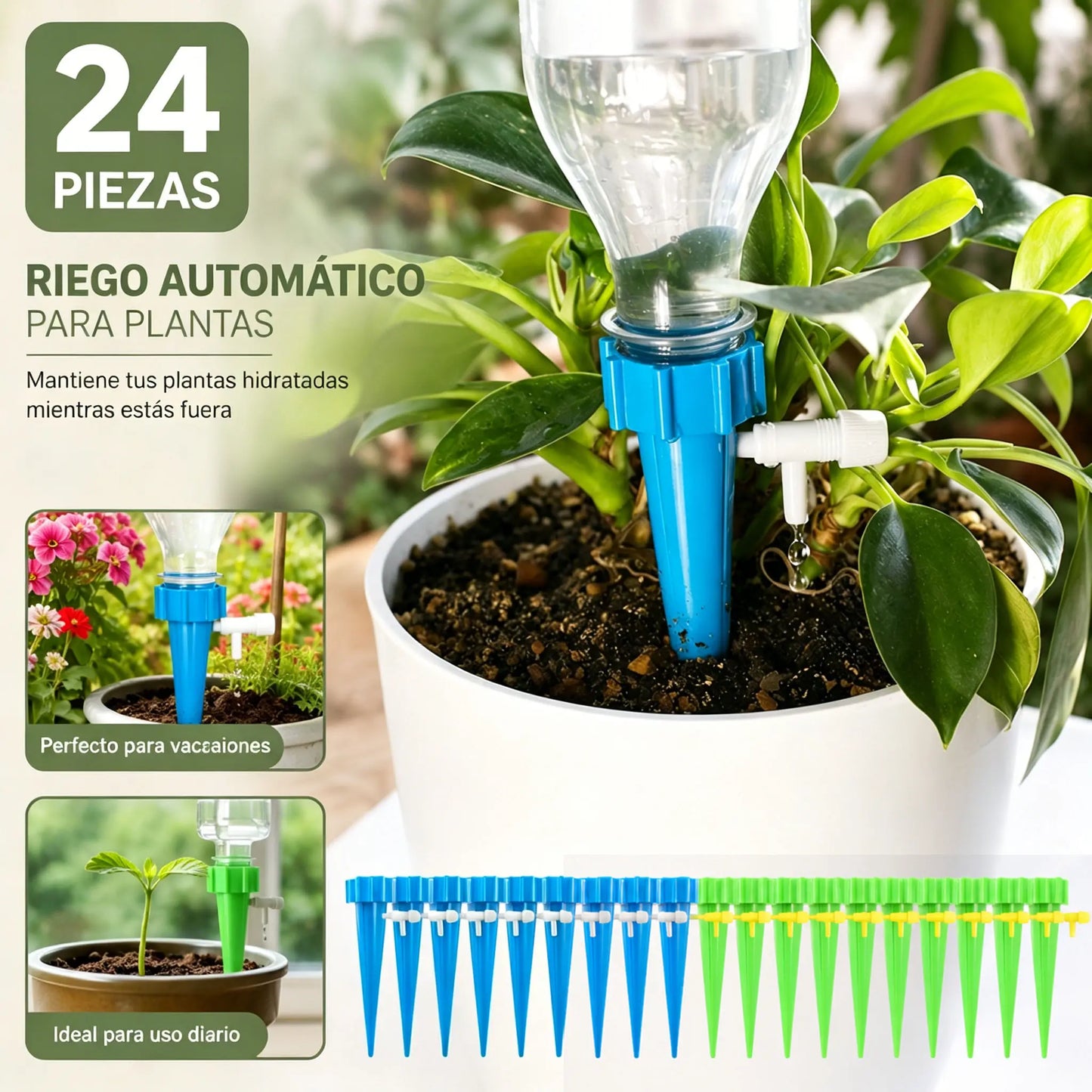 🌺【24 piezas】🌹🍂Sistema de riego por goteo automático, ideal para plantar flores, perfecto para jardines y plantas en macetas.