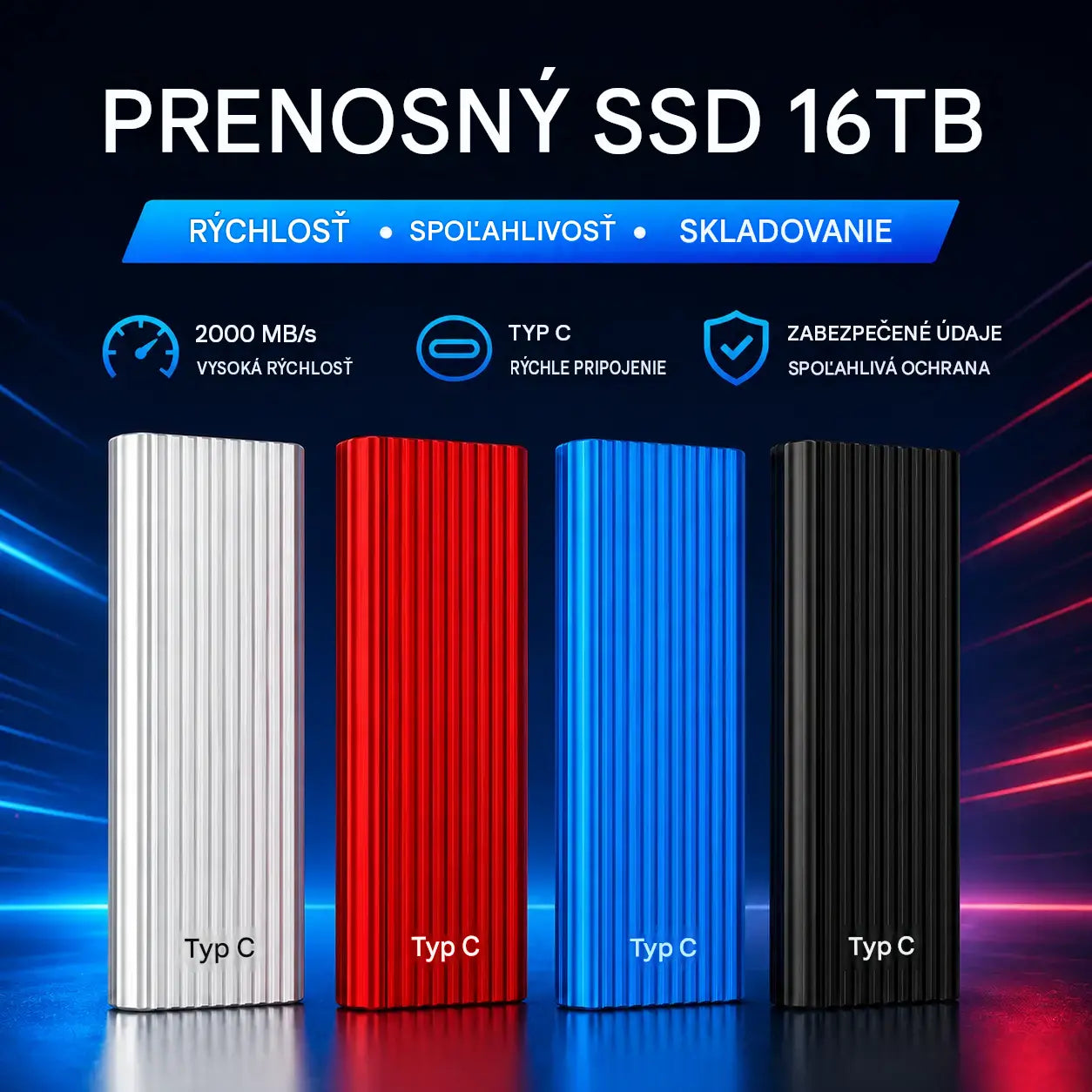 🏆Časovo obmedzená ponuka⚡ 🔥16TB prenosný mini SSD disk typu C s vysokou kapacitou