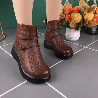 💥💥😍50% zniżki!【35-40】Te stylowe i ciepłe damskie skórzane buty idealnie sprawdzą się zimą. Wykonane są z wysokiej jakości skóry i zapinane na boczny zamek błyskawiczny.