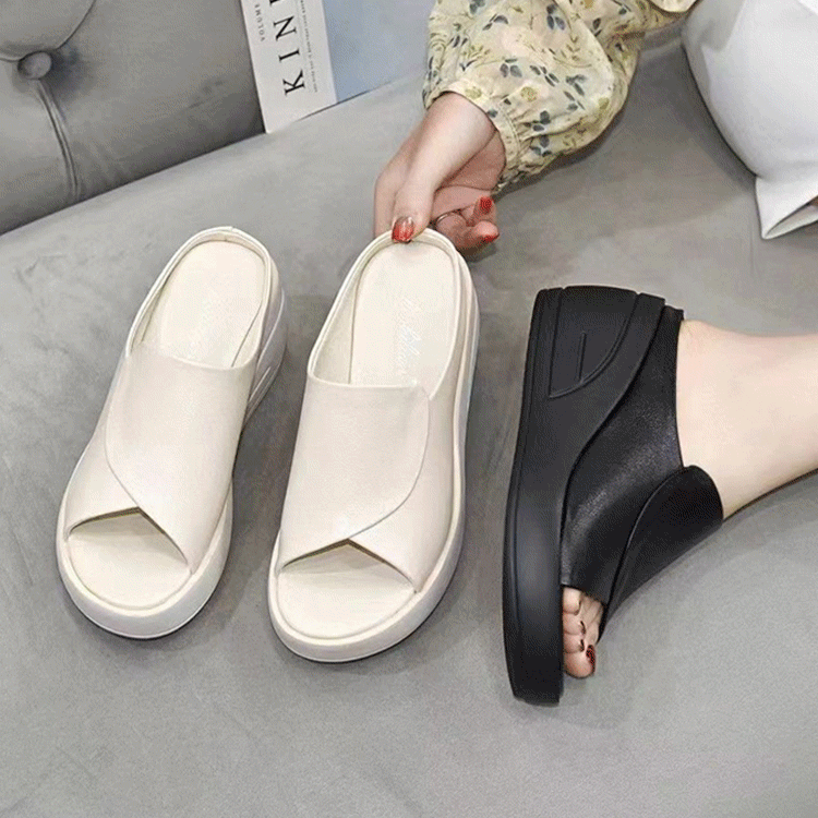 👡【35-42】Sandalias de cuero genuino para mujer, a la moda, con suela suave y suela gruesa (modelo 2026)