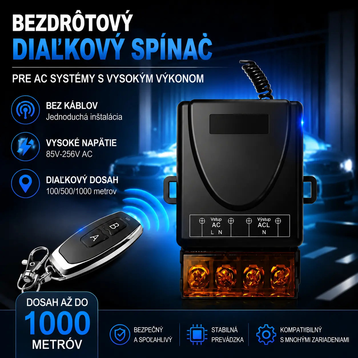 【Domáce potreby】【VÝPREDAJ】Bezdrôtový diaľkový ovládač, 30A vysokovýkonné relé