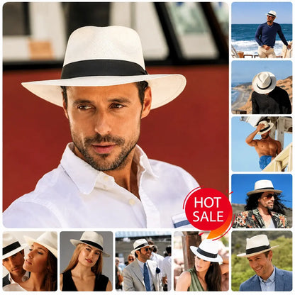 🌿 【Compre 1 y obtenga 1 gratis】【56-58 cm】Sombrero moderno e informal tejido a mano con estampado de palmeras para hombres y mujeres