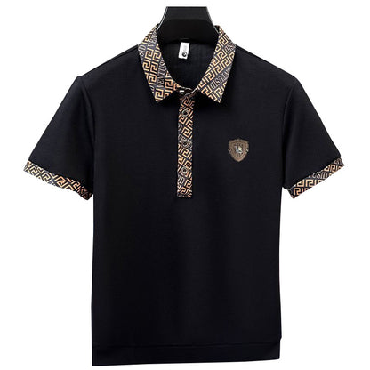 【🔥50% de descuento】👕‍♂️ 【M-5XL】Elegante polo de solapa para hombre, negro clásico, bordado exquisito, moderno y elegante.