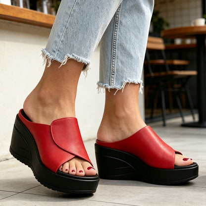 👡【35-42】Sandalias de cuero genuino para mujer, a la moda, con suela suave y suela gruesa (modelo 2026)