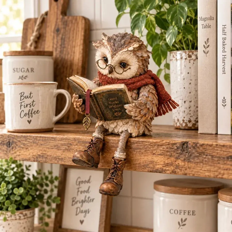 💥 50% taniej przez ograniczony czas! 🦉 Urocza figurka sowy czytającej książkę