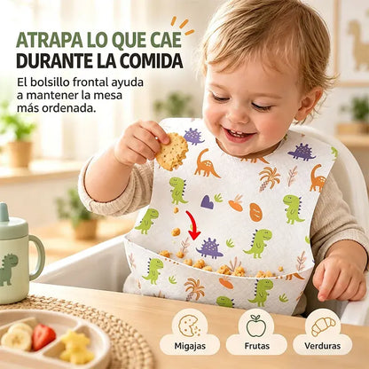 🛡️【30 komada】👶 Jednokratni podbradak za bebe s vodootpornim 3D džepom – tanak, vodootporan i praktičan za svakodnevnu upotrebu 🍽️