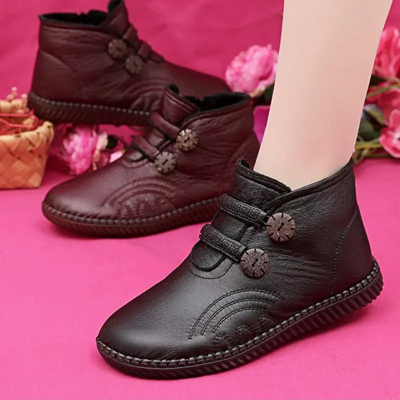 🔥🔥👢【50% OFF！！！】35-40，Buty damskie ze skóry naturalnej, z antypoślizgową podeszwą, odpowiednie na jesień i zimę, ręcznie wykonane we Włoszech.