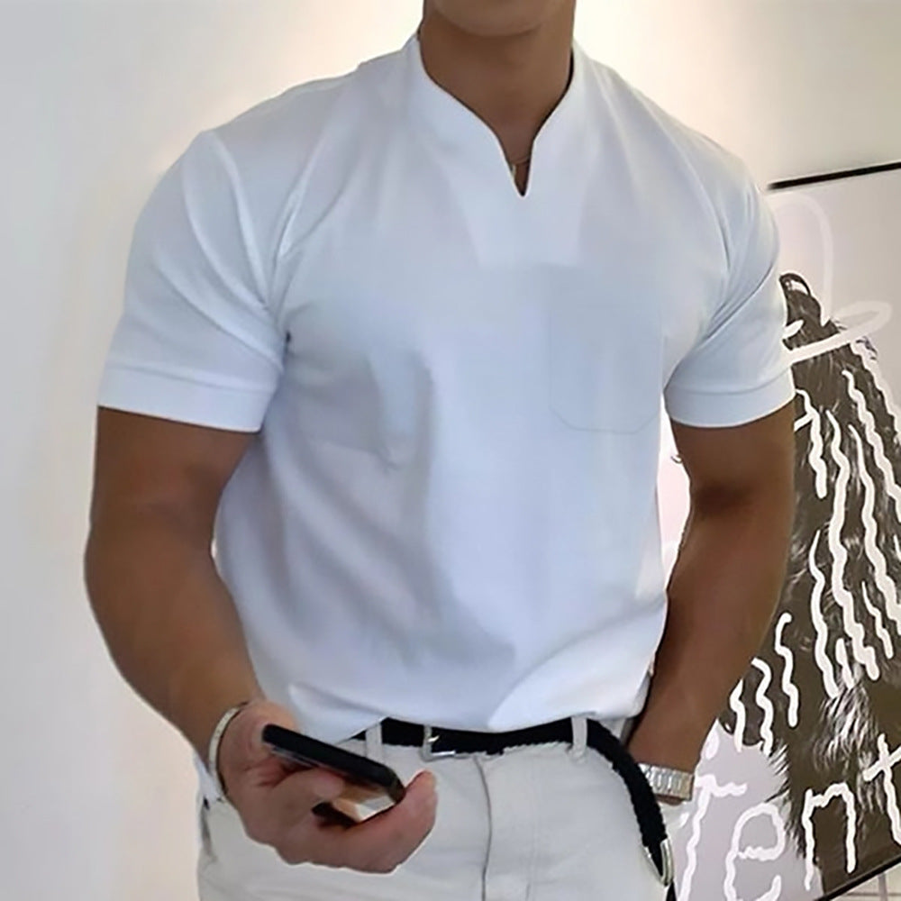 🔥✨【S-5XL】Primăvara 2025 Moda bărbați Respirabil Confort Fitness Tricouri sport de marime mari, tricouri polo cu decolteu în V