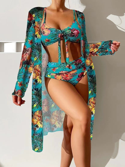 👙☀️【Kúp 1 a získaj 1】【S-2XL】 Nová trojdielna súprava šatkových plaviek 2024