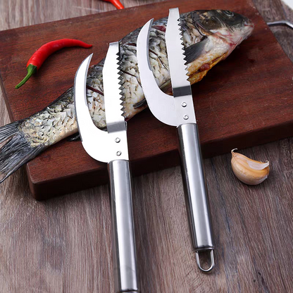 🍲🐟【Ofertă de 2 bucăți】 Cuțit multifuncțional din oțel inoxidabil pentru răzuire eficientă a solzilor de pește