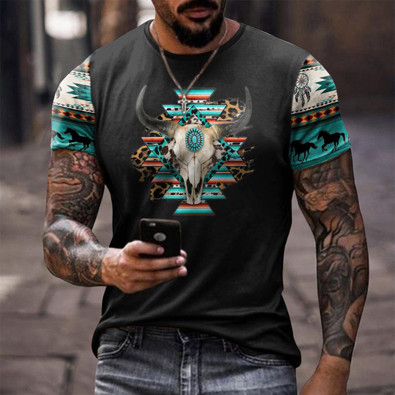 [Oferta por tiempo limitado] [S-5XL] Nueva camiseta de manga corta con estampado retro 3D para hombre, tallas grandes