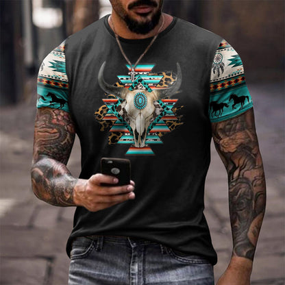 [Oferta por tiempo limitado] [S-5XL] Nueva camiseta de manga corta con estampado retro 3D para hombre, tallas grandes