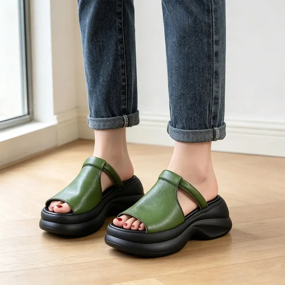 🔥🔥【35-40】👡Nowe damskie sandały z grubą podeszwą i wzorem „rybie usta”, które zwiększają wysokość (wysokość obcasa 6 cm)