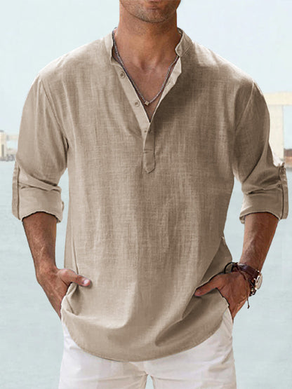 🤩✨【S-5XL】Camisa de manga larga para hombre, material de algodón y lino.