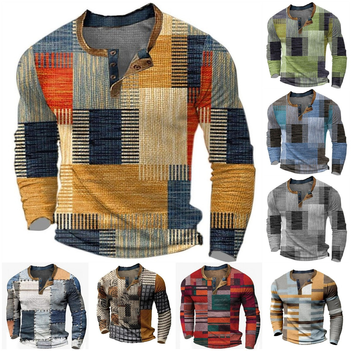 ✨👔50% de descuento en polos estampados de manga larga para hombre [S-4XL]