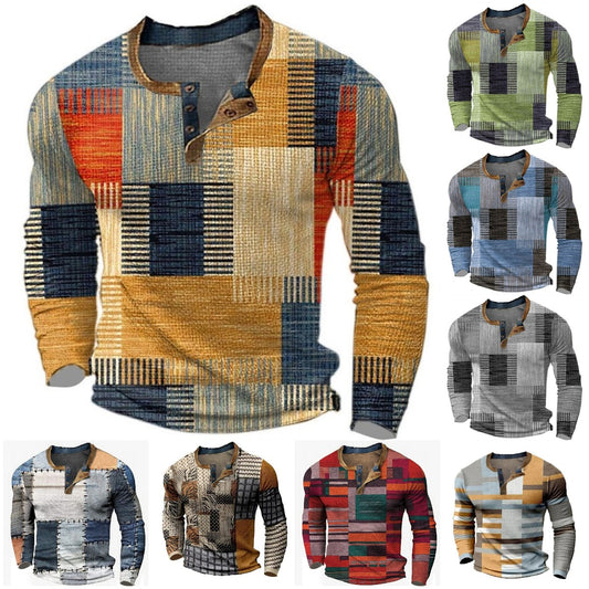 ✨👔50% de descuento en polos estampados de manga larga para hombre [S-4XL]