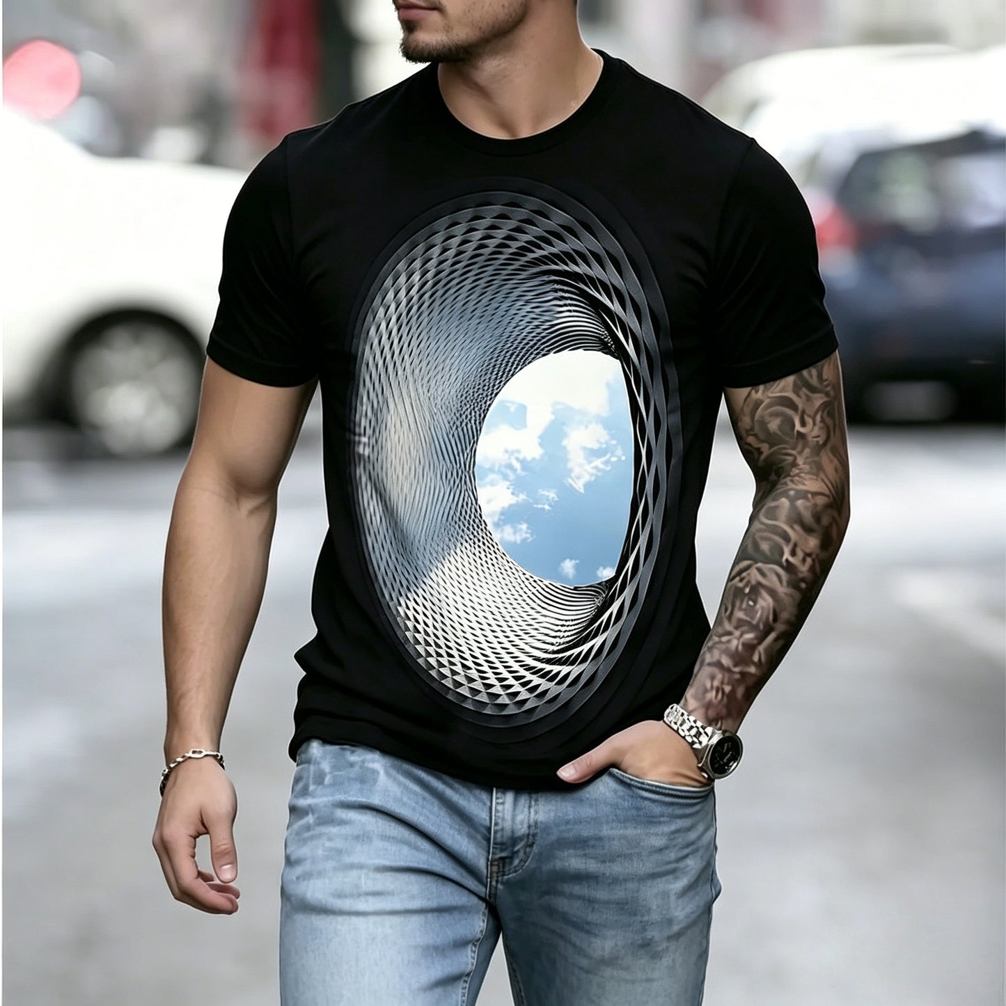 🌀👕【S-5XL】Męska koszulka z cyfrowym nadrukiem 3D