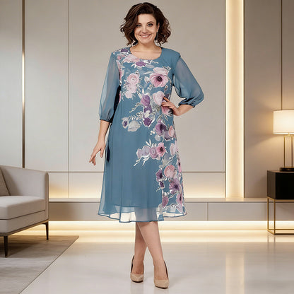 🔥Hit Sprzedaży 【Rabat 50%】 💥💕【S-5XL】Elegancka wiosenna sukienka z szyfonu z kwiatowym nadrukiem 2026🌷