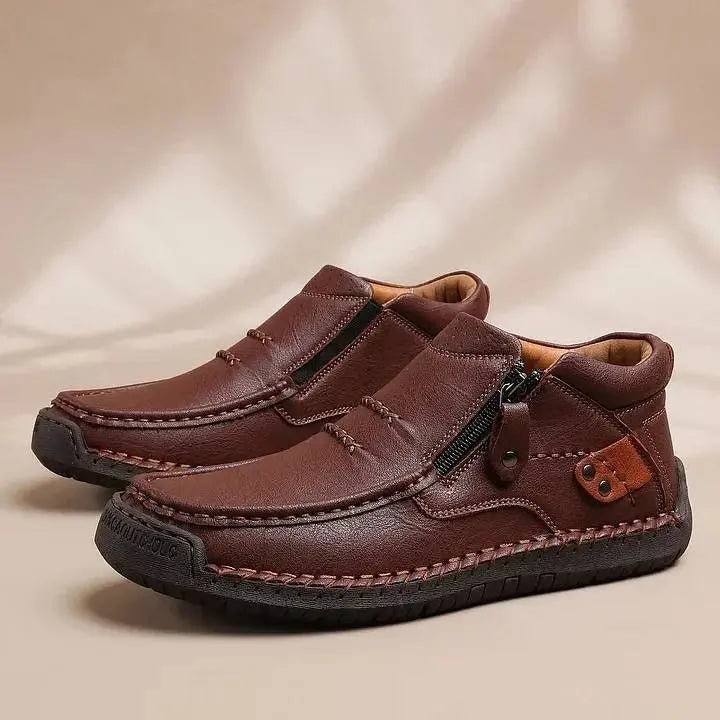 【38-48】Męskie, ręcznie robione, skórzane, wsuwane buty do jazdy samochodem – szeroki nosek, wsparcie łuku stopy