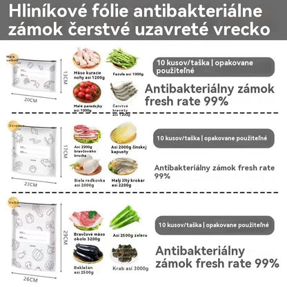 🥩【30 taška 】Vrecko z hliníkovej fólie potravinárskej kvality so zipsom na zachovanie čerstvosti, vhodné do domácej chladničky