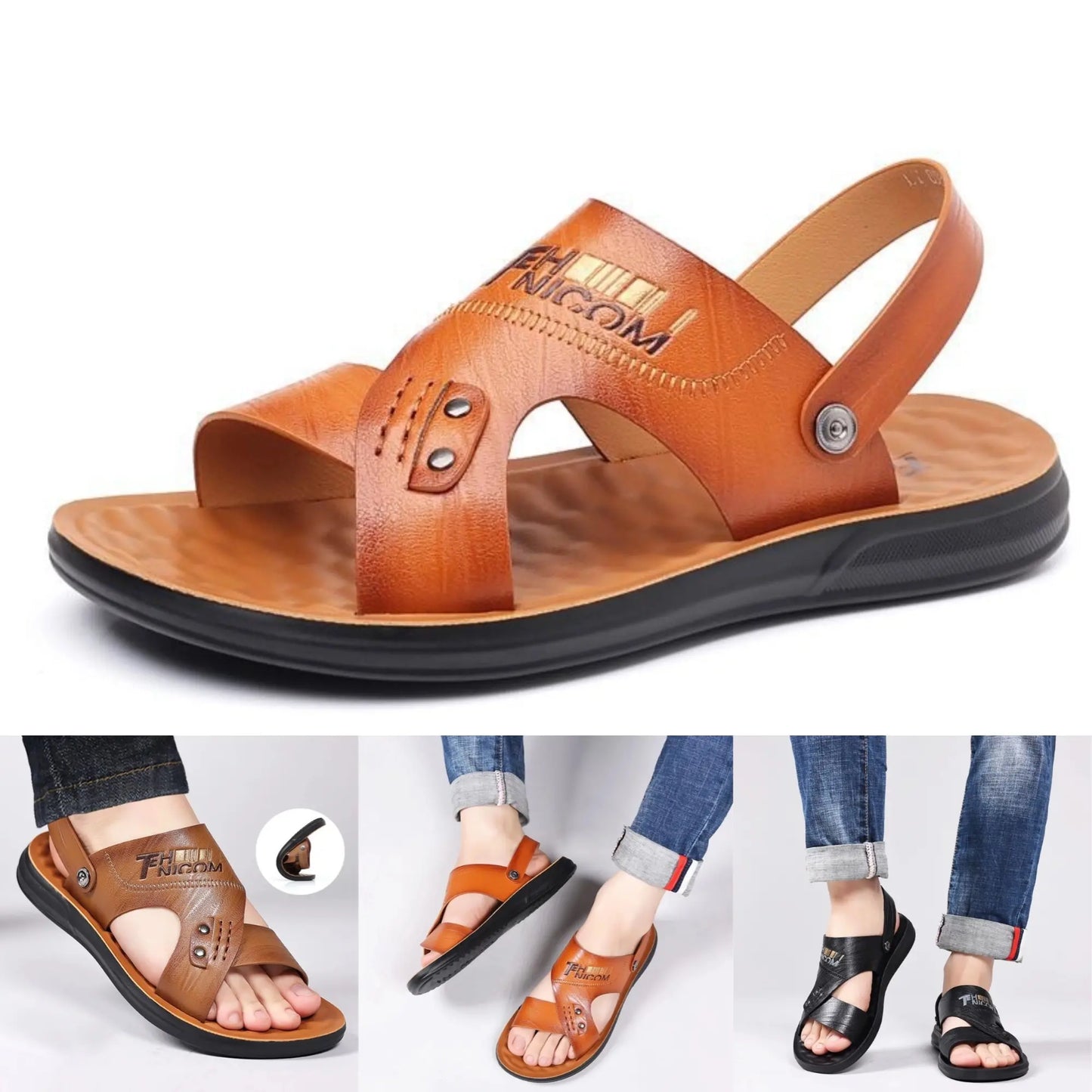 🔥【37-44】Nuevo estilo veraniego, cómodas sandalias de cuero para hombre con suela suave