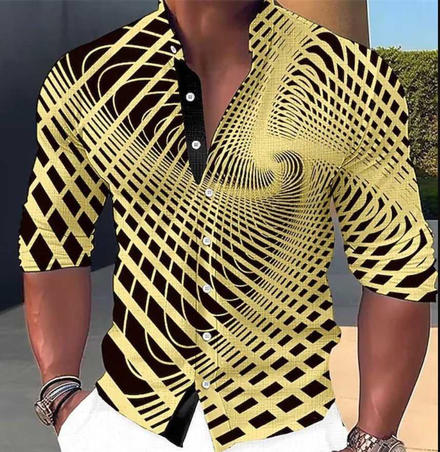 👔【S-6XL】Męska bawełniana koszula z nadrukiem-3648369