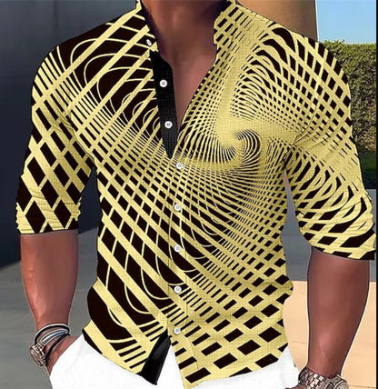 👔【S-6XL】Męska bawełniana koszula z nadrukiem-3648369