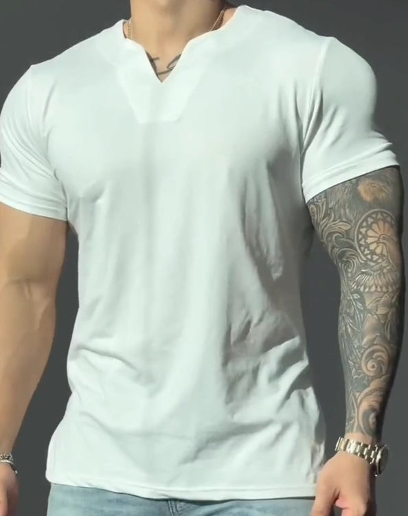 🔥✨【S-5XL】Primăvara 2025 Moda bărbați Respirabil Confort Fitness Tricouri sport de marime mari, tricouri polo cu decolteu în V