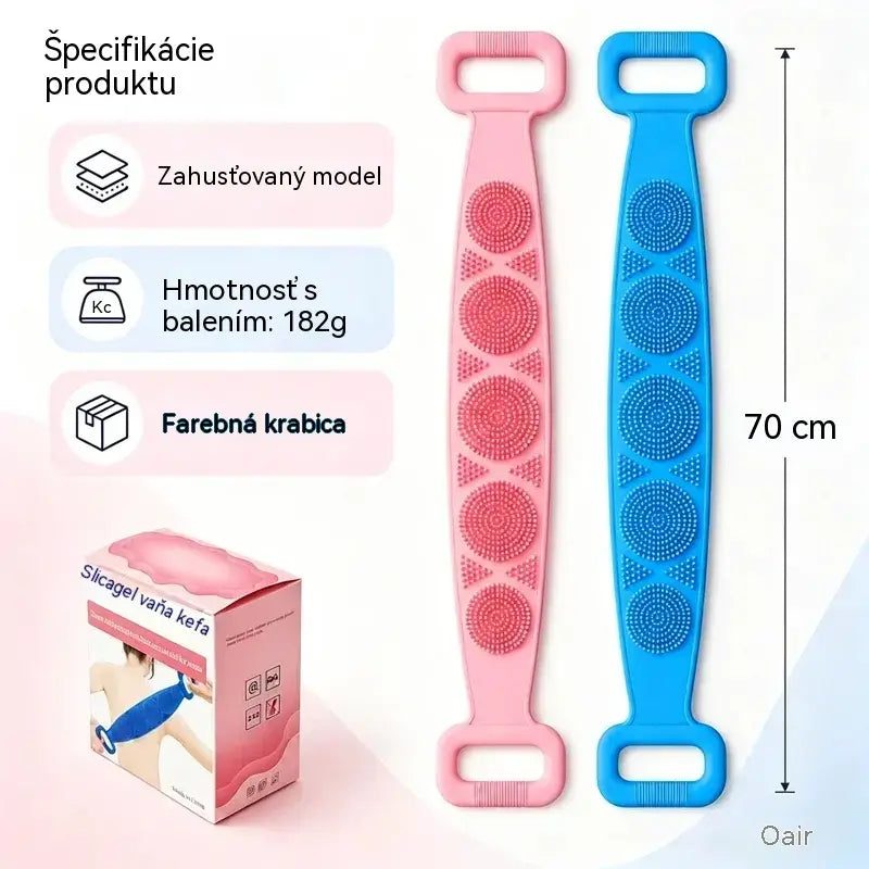 🔥Kúpte 1, získajte 1 zadarmo🔥🛁 Obojstranná silikónová rukavica do kúpeľa – extra dlhá telová drhnúca hubka pre jednoduché čistenie chrbta