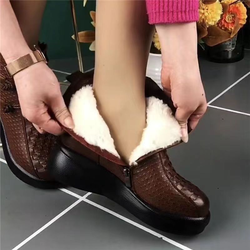 💥💥😍50% zniżki!【35-40】Te stylowe i ciepłe damskie skórzane buty idealnie sprawdzą się zimą. Wykonane są z wysokiej jakości skóry i zapinane na boczny zamek błyskawiczny.