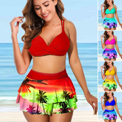 🔥👙 Nowy zestaw stroju kąpielowego z nadrukiem palm (kokosowych)