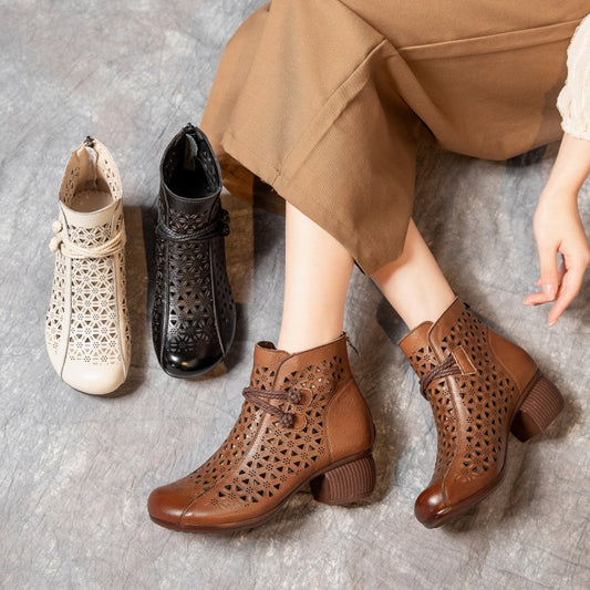 👢【35-40】 2025 Summer New Botine respirabile cu toc gros 3914354