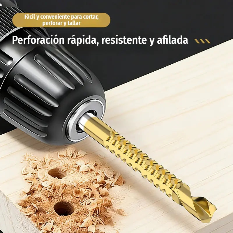 🛠️🔧(6 piezas)Broca helicoidal de acero de alta velocidad con revestimiento de titanio 2 en 1 – Vástago hexagonal, adecuada para taladrar y ranurar madera y metal🔩