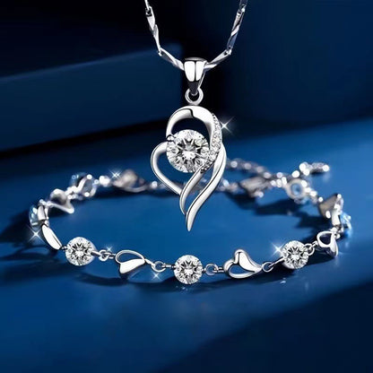 ✨✨【Kup 1, dostaniesz 1 gratis】💎Zestaw bransoletki i naszyjnika Serce Oceanu, srebro 925