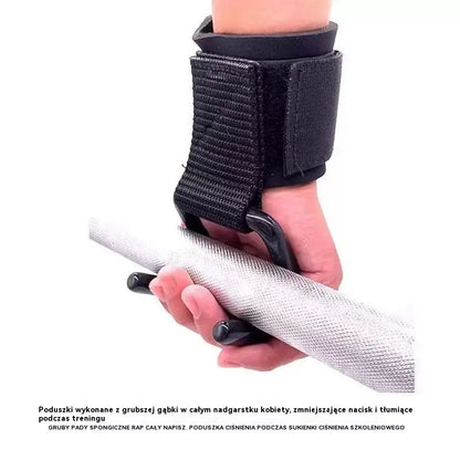 💪Zestaw 2 haków treningowych, 🔥poszerzona podpora 125 mm, antypoślizgowe paski, nośność 250 kg do podciągania i martwego ciągu