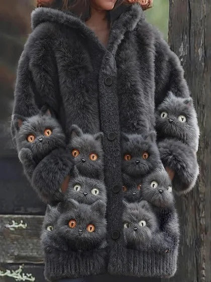 😍【S-5XL】Nova slatka plišana jakna s kapuljačom s printom kućnih ljubimaca za jesen/zimu 2025.